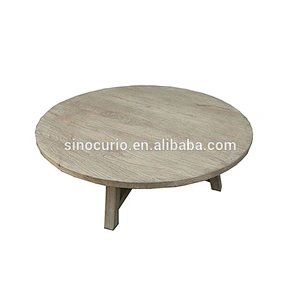 Chinese antique reproduction solid wood recycled elm furniture round coffee table