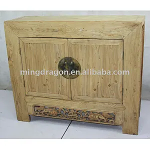 Chinese Antique Rustic Reclaimed Wood Hand Carved Cabinet