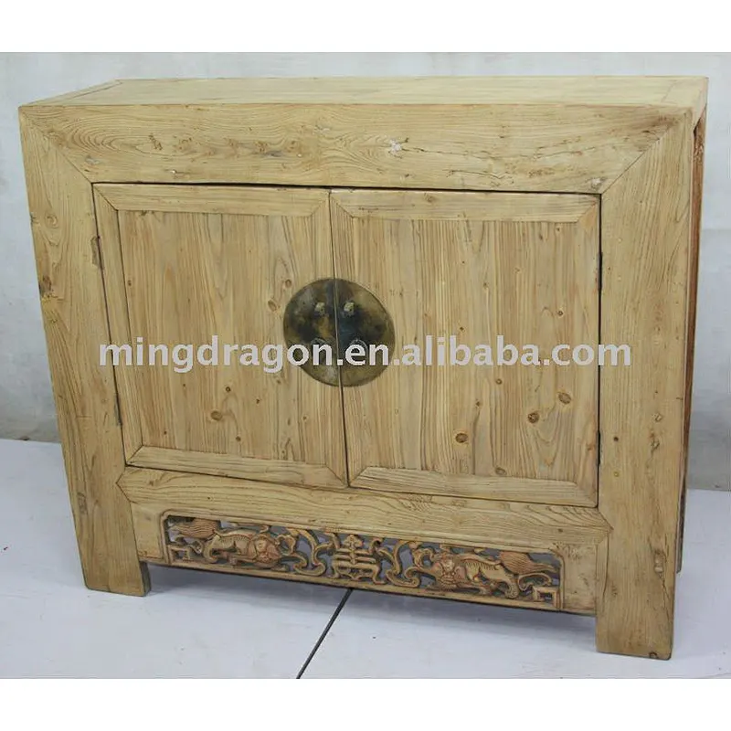 Chinese Antique Rustic Reclaimed Wood Hand Carved Cabinet
