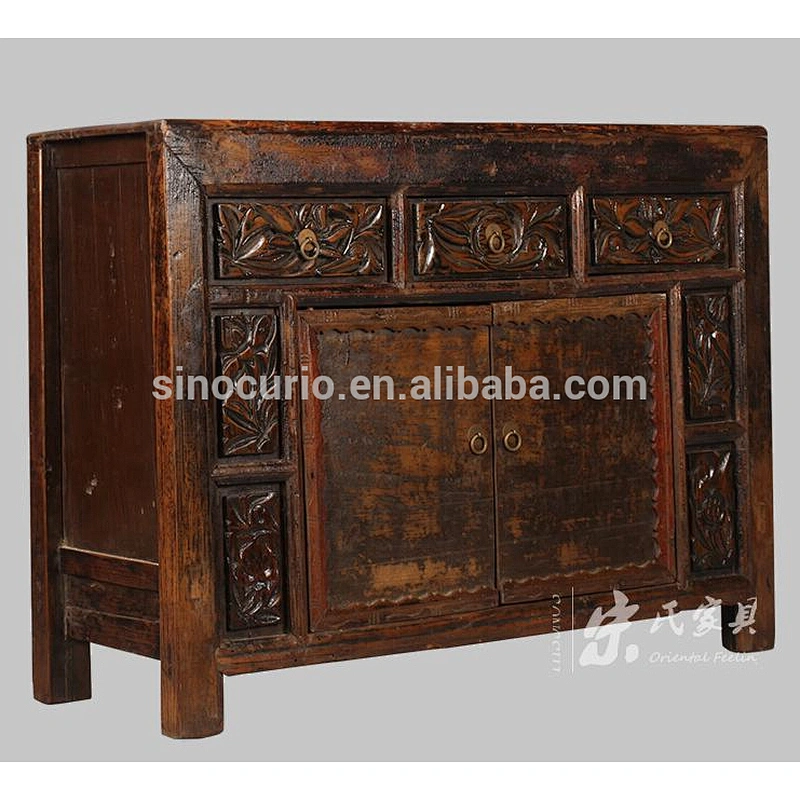 Oriental distressed furniture three drawer two door living room furniture