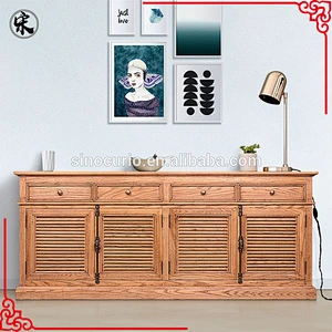 European style vintage oak wooden sideboard buffet