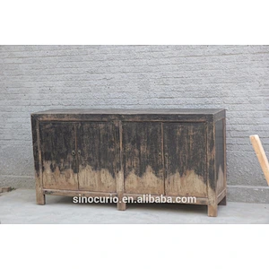 Chinese Antique Reclaimed Salvaged Wood Buffet With 4 Doors