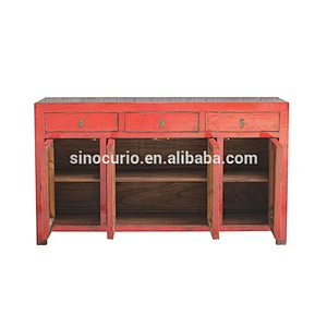 Chinese antique wood furniture painted table buffet reclaimed wood red Chinese sideboard