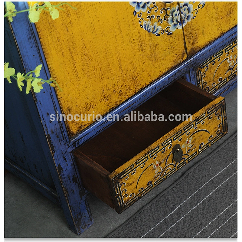 Chinese Antique furniture living room sideboard cabinet handpainting cabinet
