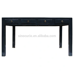 Asian antique furniture rustic office desk drawers table