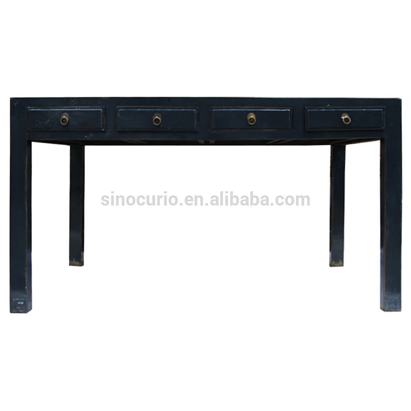 Asian antique furniture rustic office desk drawers table