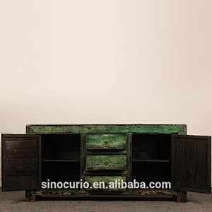 Antique Chinese Glossy Lacquer Wooden Sideboard