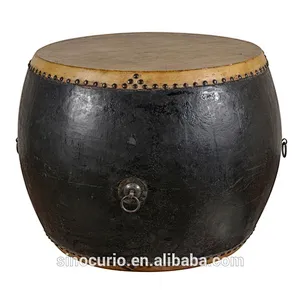 Antique solid wood living room drum table