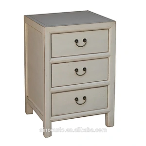 Antique asian natural solid wood night stands bedside cabinet
