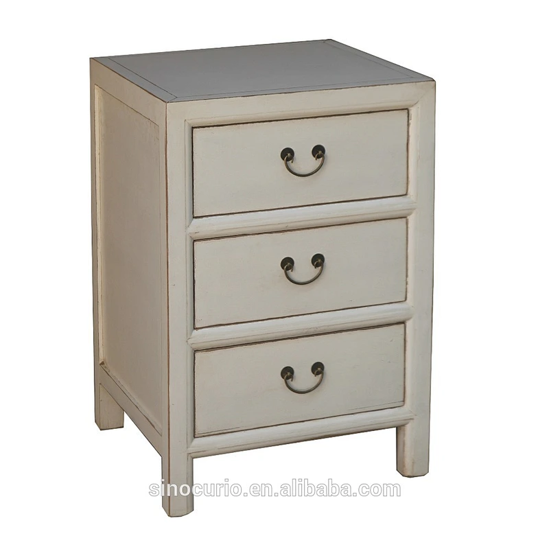 Antique asian natural solid wood night stands bedside cabinet