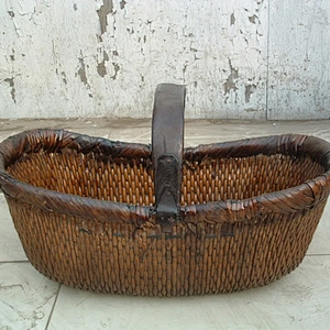 chinese natural antique woven rattan basket