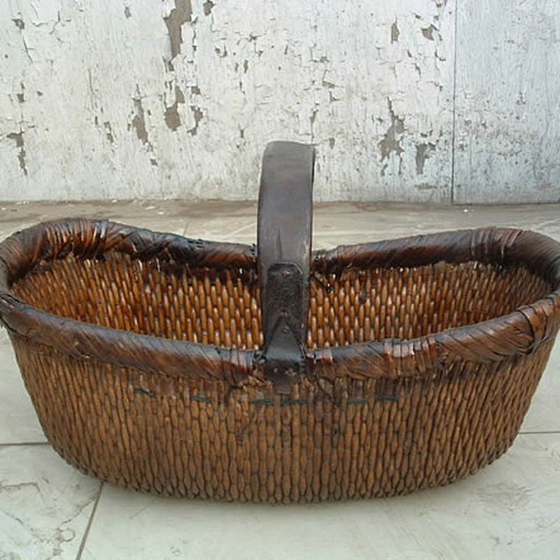 chinese natural antique woven rattan basket