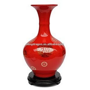 Antique decorative ceramic red vase