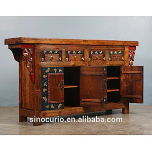 Chinese Antique Wooden Carved Sideboard Buffet