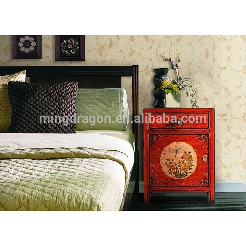 Chinese antique furniture wholesale antique cabinet hand painted nightstand