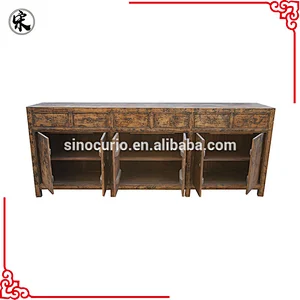 Chinese classical antique vintage recycled elm distressed sideboard buffet