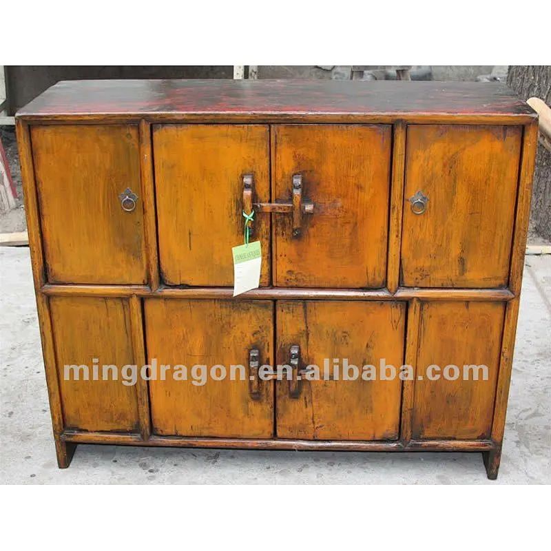 Chinese antique furniture pine wood Jilin Six door Cabinet