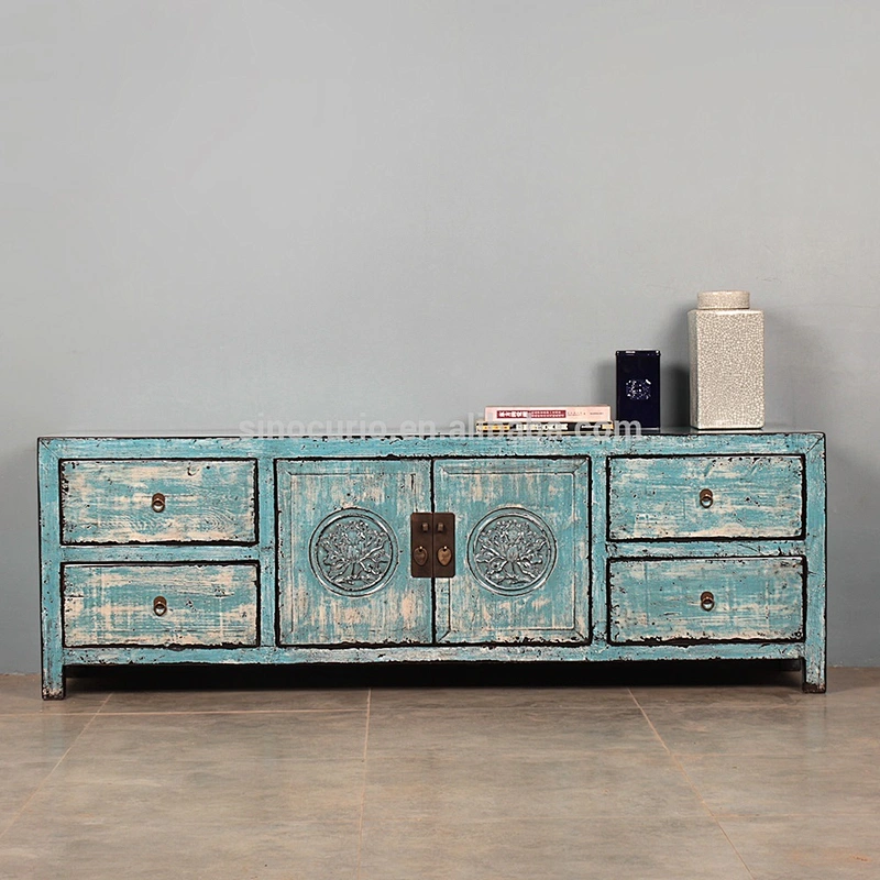 Living room antique cabinet furniture Chinese High glossy Carved TV Cabinet