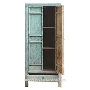 Chinese antique asian vintage furniture solid wooden rustic shabby chic cabinet wardrobe