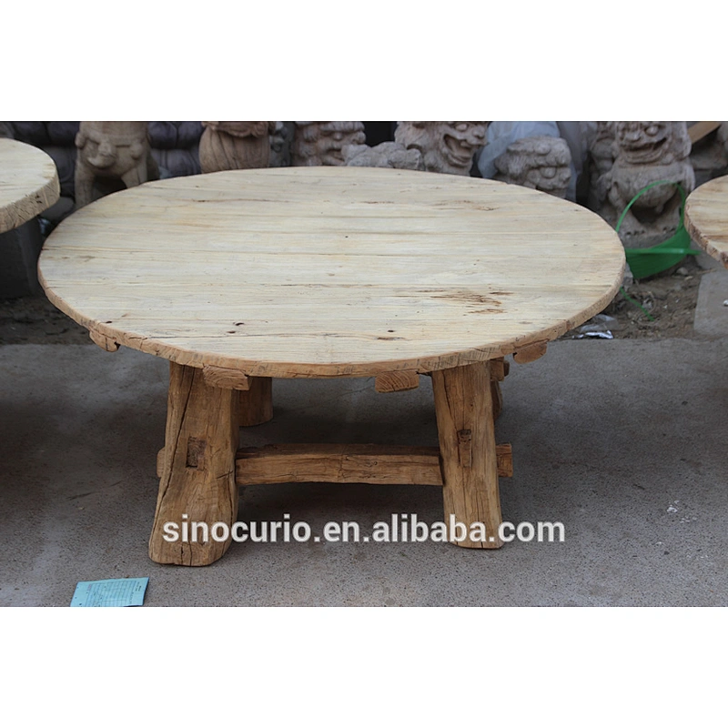 Antique classical round outdoor wooden dining table