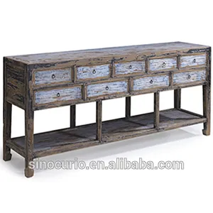 Chinese Antique Distressed Wood Side Table
