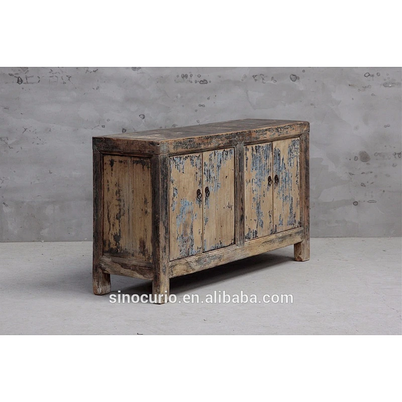 2018 Chinese antique new style furniture living room distressed lacquer cabinet