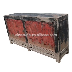 Chinese antique reclaimed boat wood painted cupboard