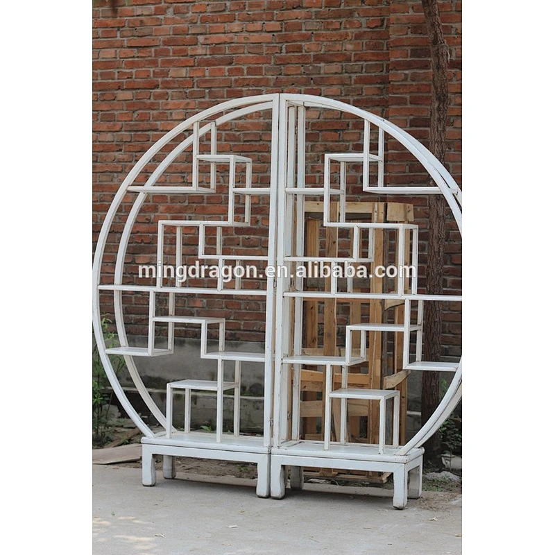 Chinese antique white antique-and-curio shelves