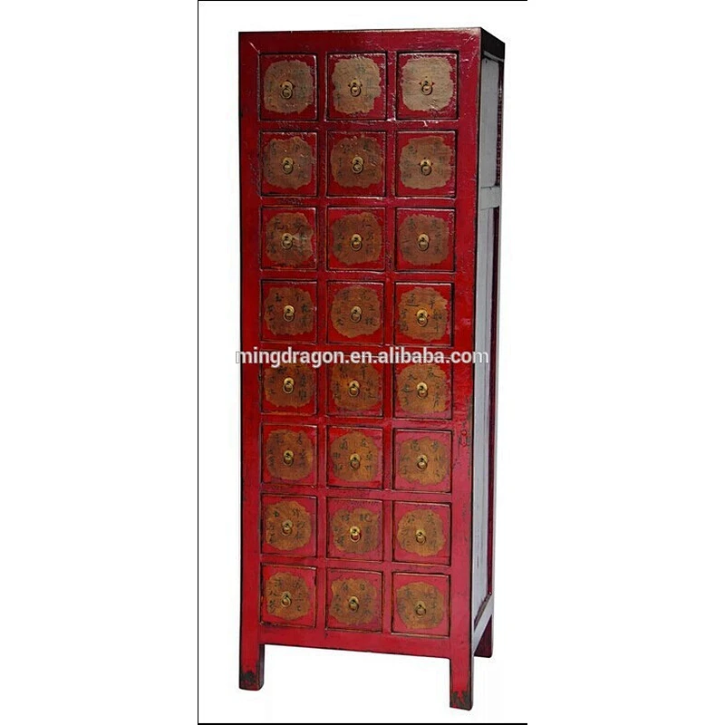 Antique Chinese Distressed Hand Painted File Cabinet