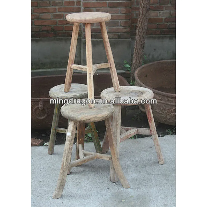 recycled wood furniture/Wooden three legged bar stool