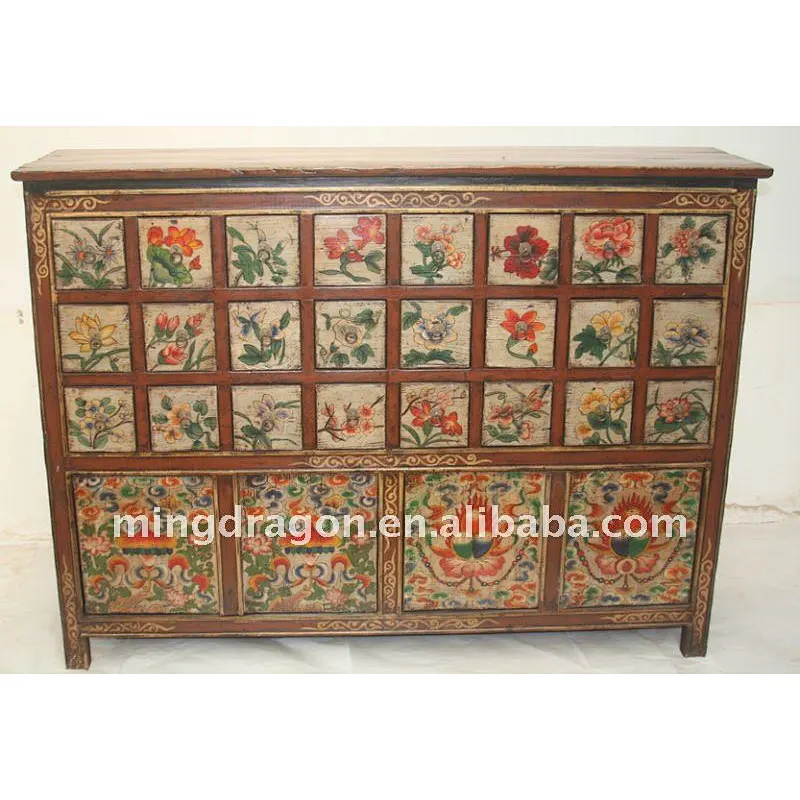 Chinese Antique Tibetan Medication Cabinet with 24 drawers 4 doors 144*40*107cm
