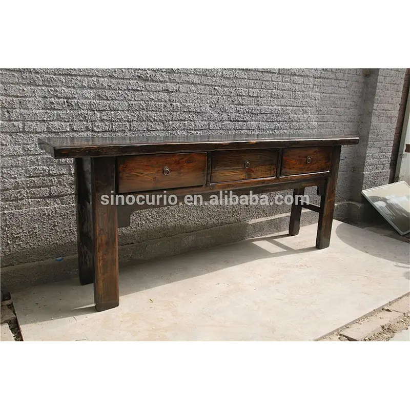 Chinese lacquer furniture antique wooden brown altar table & console table