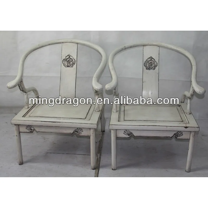 Chinese antique wooden carved arm dining chair