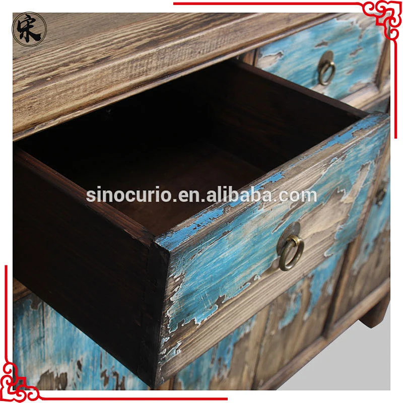 Chinese reproduction solid wood rustic sideboard- distressed furniture stores