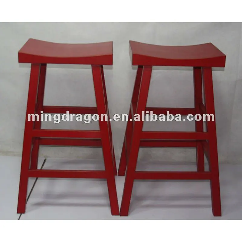 Chinese antique wooden red bar stool