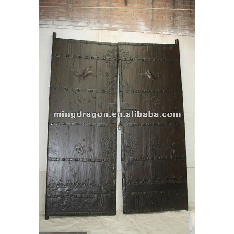 Chinese antique big black elm wood door