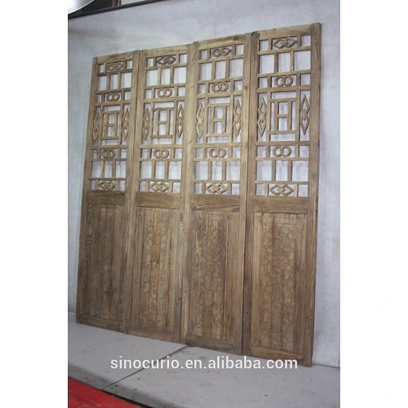 Antique wooden panels Classic Folding Room Divider/Wood screen
