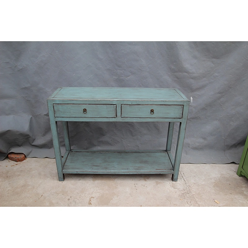 Chinese antique style wood hand carved console table with storage drawers