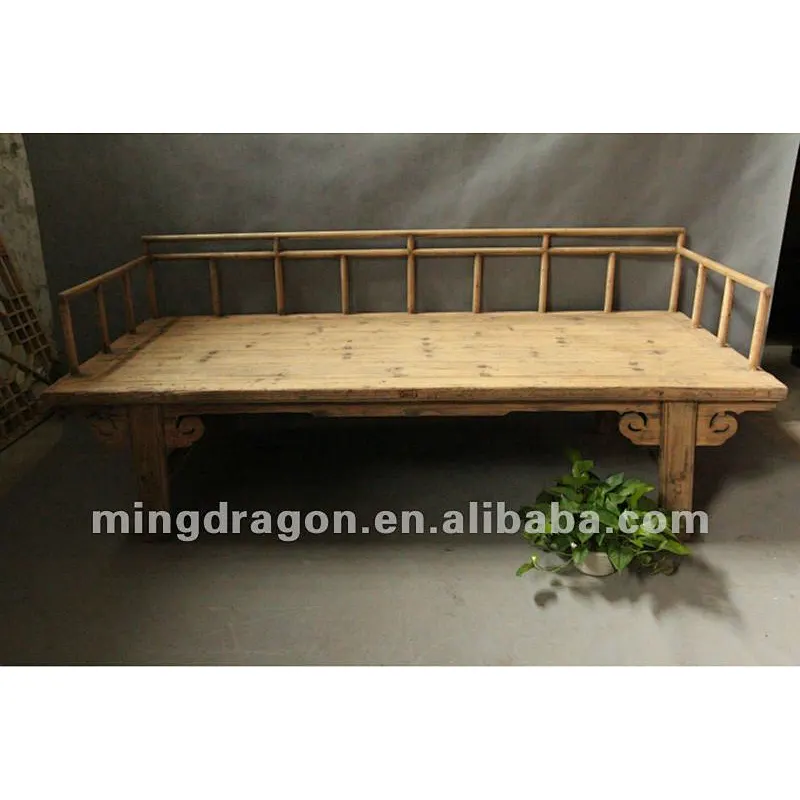 Chinese antique furniture Elm wood Shanxi nature wood color bed