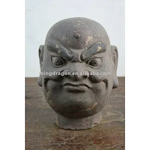 Antique Chinese Wooden Buddha head sculpture