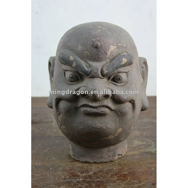 Antique Chinese Wooden Buddha head sculpture