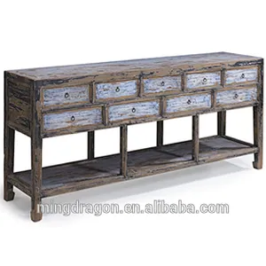 Chinese antique recycle wood console table with drawers