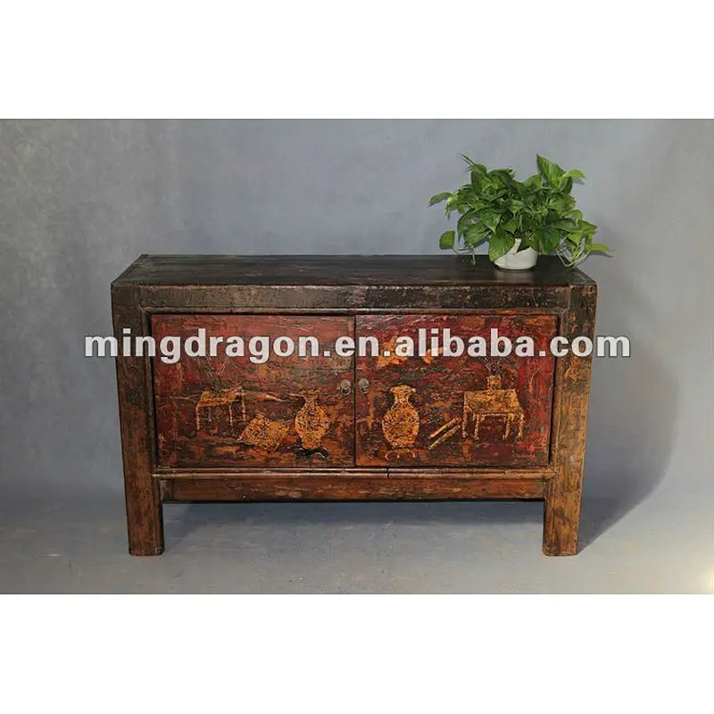 Chinese antique Mongolia hand painting cabinet