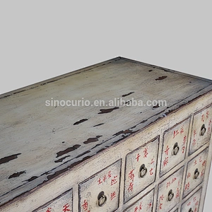 Chinese antique furniture- many drawers distressed medicine cabinet