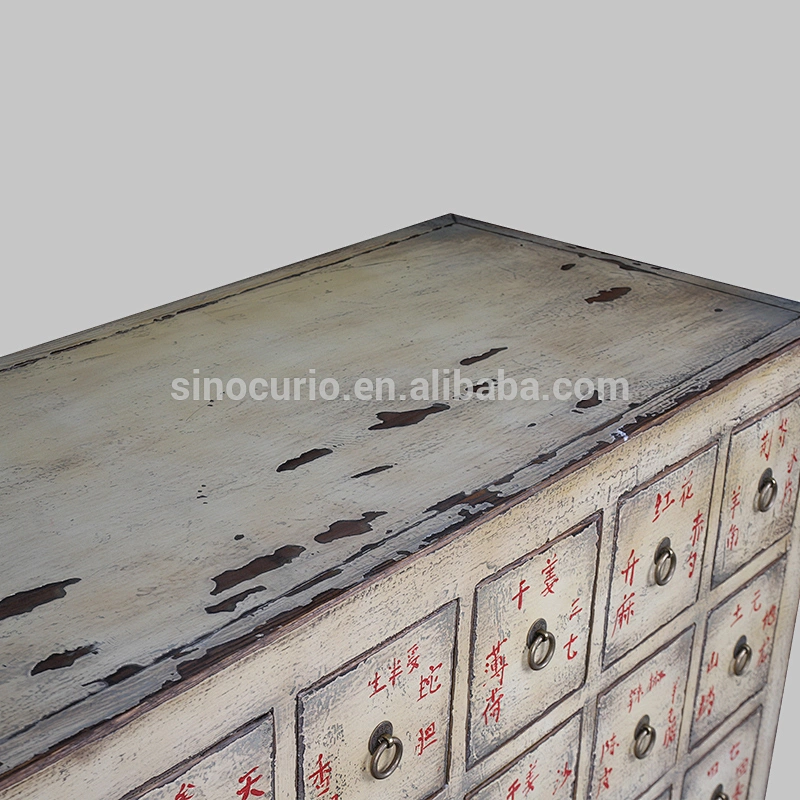 Chinese antique furniture- many drawers distressed medicine cabinet