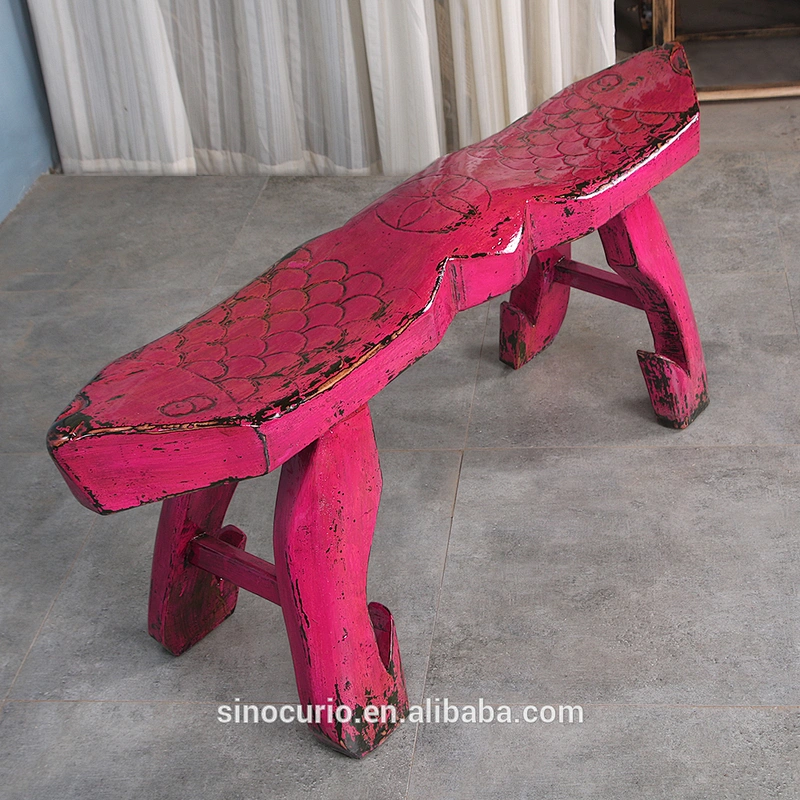 chinese antique fish shape wood stool