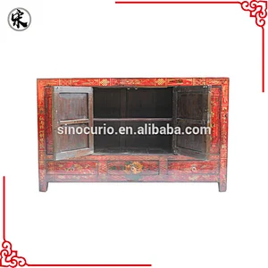 chinese antique dongbei painted furniture-old classical living room cabinet