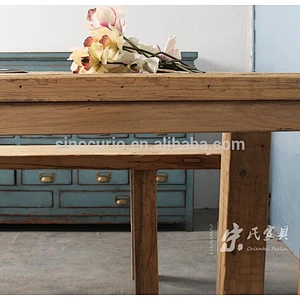 antique furniture rustic solid wood slabs dinning table set