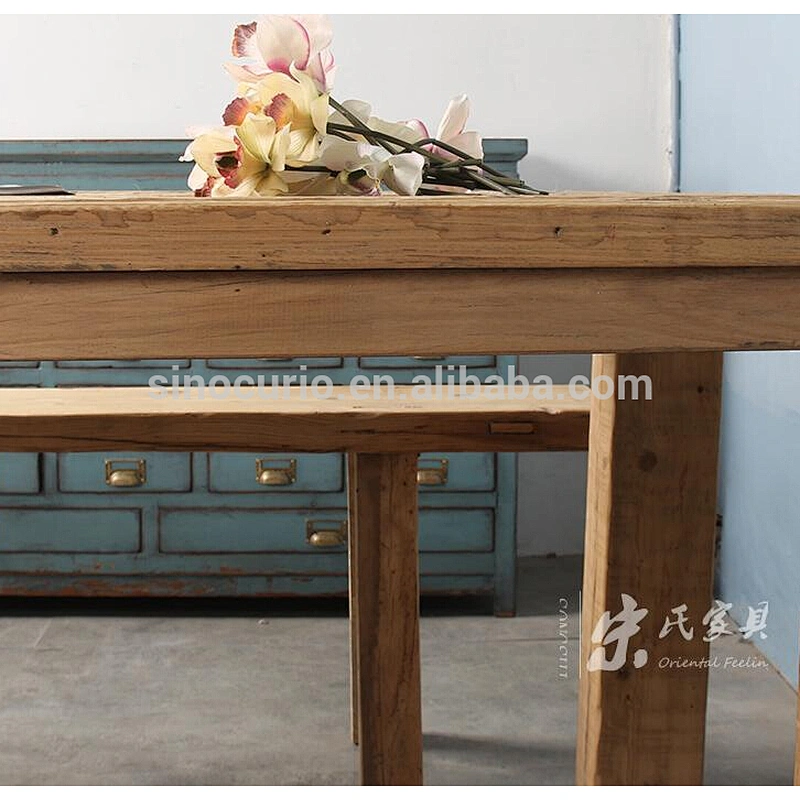 antique furniture rustic solid wood slabs dinning table set