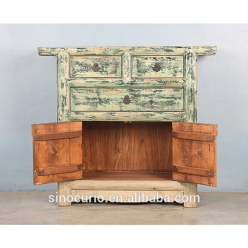 Chinese Antique Vintage Furniture Hand Painted Wooden Storage Cabinet
